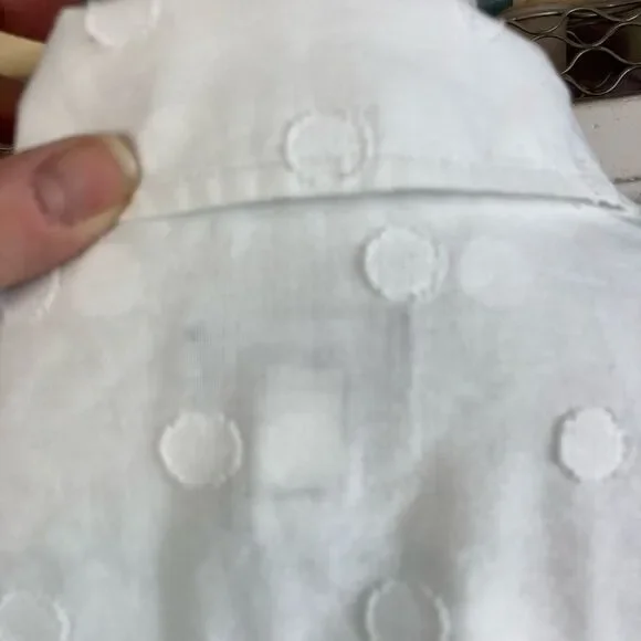 Chicos White Polka Dot embroidered on white background Button-Up Shirt (2) - Picture 10 of 13